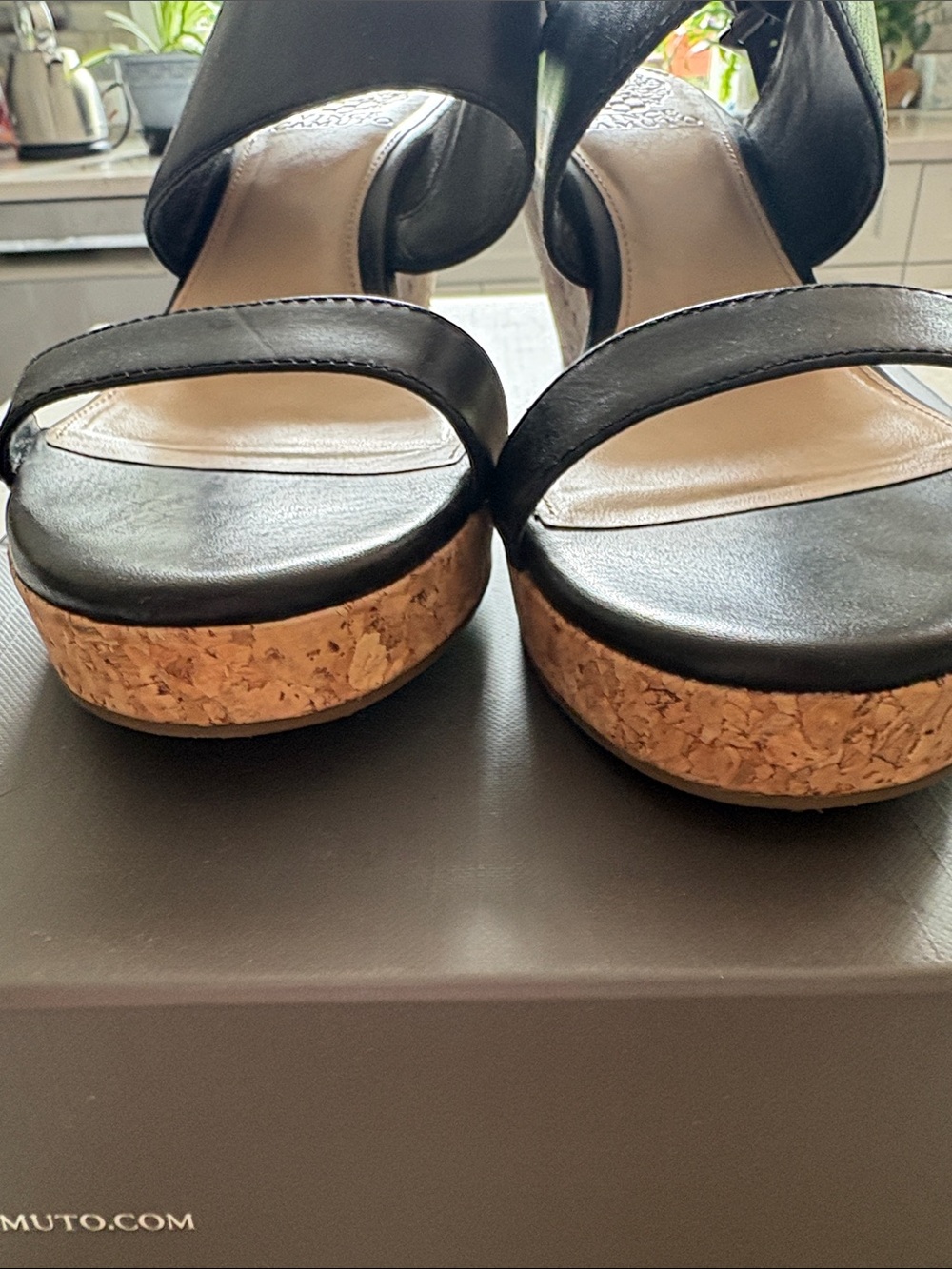 Vince Camuto Black Cork Platform Wedge Sandals 3” heel 1/2” platform - Picture 7 of 8